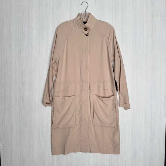FOREVER 21 Longline Jacket Size S Beige Lightweight Button Casual Neutral Layer‎ - Picture 1 of 15